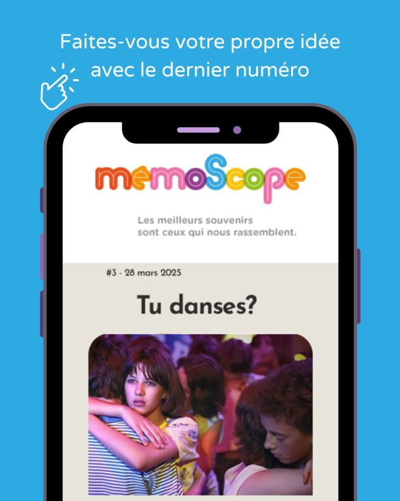 Newsletter mémoScope affichée sur écran de smartphone